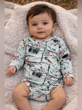 kate quinn Bird Print Long-Sleeve Baby Bodysuit